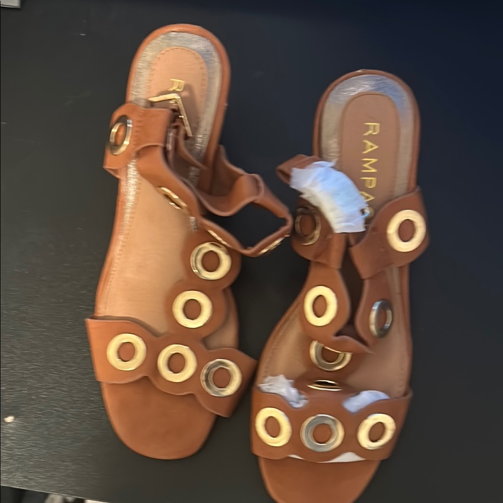 Rampage Brown and Gold Sandals with Chic Design